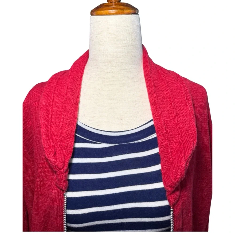 Vintage Red Linen Cotton Blend Zip Cardigan by‎ Blue Willi’s Size L - Picture 2 of 10